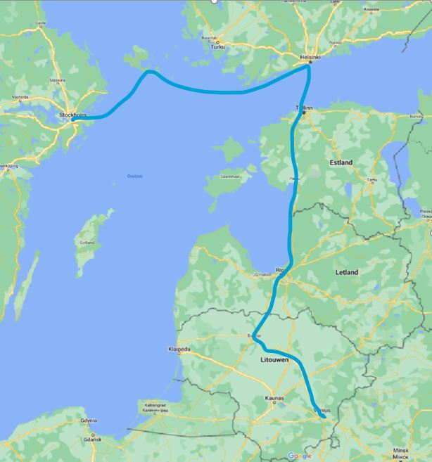 Itinerary map for Baltic Treasures tour