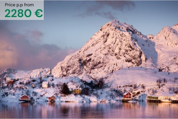 Norwegian village covered in snow