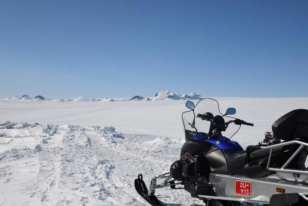 Winter landscap with crisp snow for snowmobiling