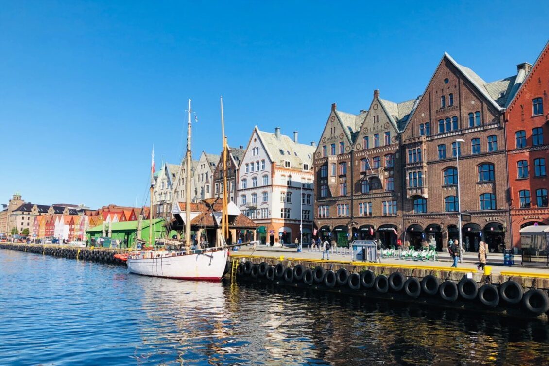 Christianshavn in copenhagen from the side side wiht a wooding ship