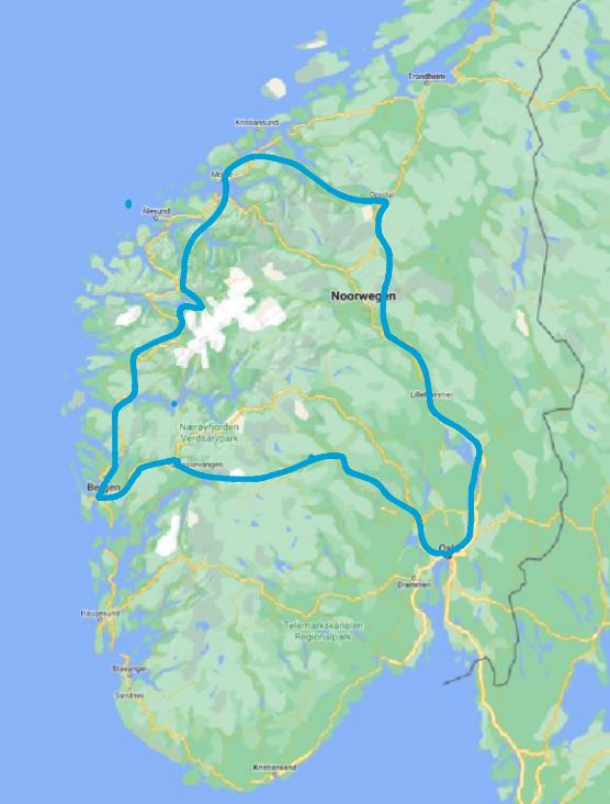 Norwegian fjords and scandinavian capitals itinerary map