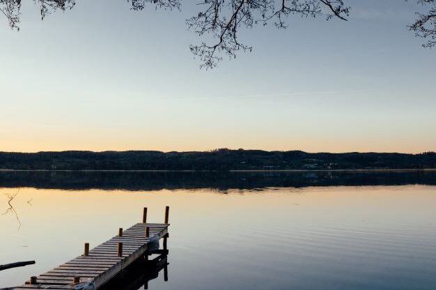 Vättern Lake in sunset